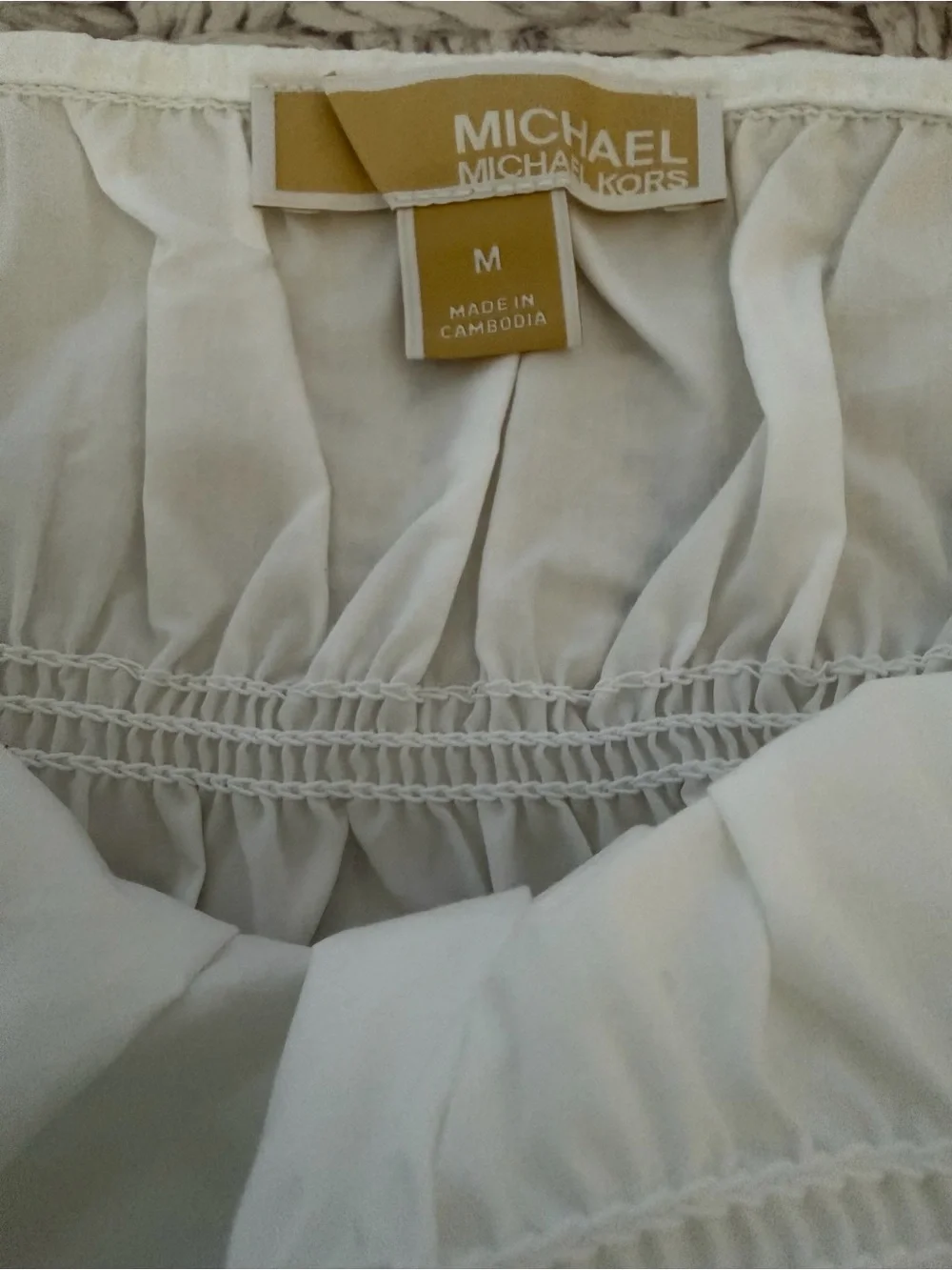 Michael Kors Smocked Peplum White Cami Top Women’s Size Medium
